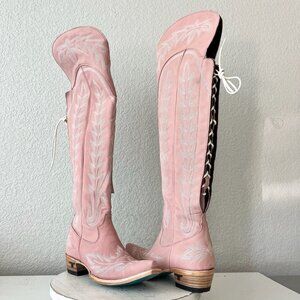 Lane LEXINGTON Over the Knee Pink Cowboy Boots Western Cowgirl Snip Toe Tall 7